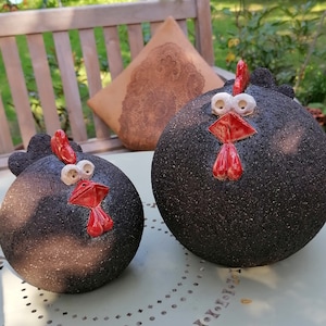 Ceramic chicken - 20 cm - dark brown - bird - garden decoration - decoration - garden