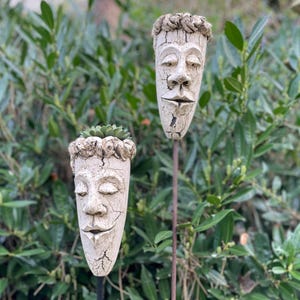 Ensemble de 2 supports pour plantes succulentes, en céramique artisanale | Supports de jardin résistants au gel | Duo de décorations de jardin (plantes non incluses)