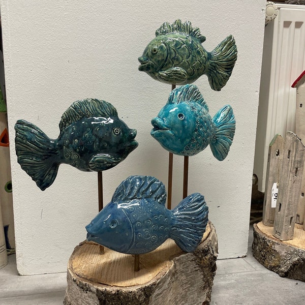 Keramik Fisch - Blumenstecker -