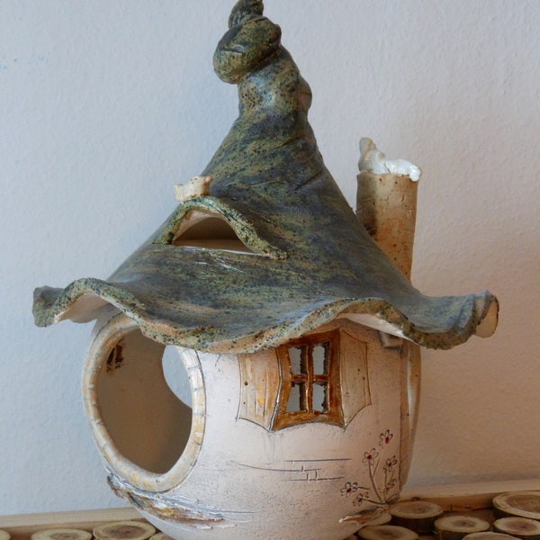 Nichoir en céramique fait à la main | hauteur 36 cm, design: ludique - décoration de jardin - décoration de jardin - jardin - nichoir - mangeoire à oiseaux