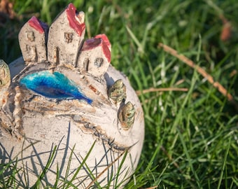 Ceramic Ball City Design Handmade Garden Decoration Living decoration weatherproof mini houses pond unique decoration ball modern
