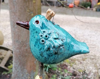 ZAUNKÖNIG Keramik - türkis - Vogel zum Aufhängen- Gartendeko - Dekoration - Garten
