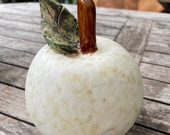 Keramik Apfel - weiss - Dekoration - Wohnen - Weihnachtsdeko - Frühlingsdeko - Herbst