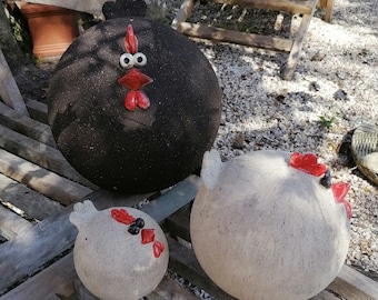 Chicken dark brown ceramic 25 cm - bird - garden decoration - decoration - garden