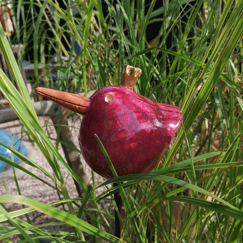 ZAUNKÖNIG ceramic large - red pepper pink - bird - garden decoration - decoration - garden