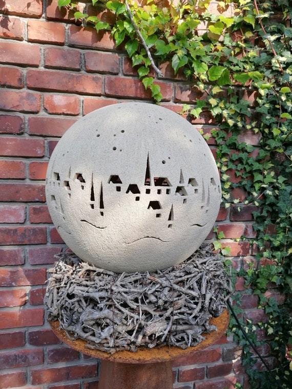 Keramik Gartenkeramik Lichtkugel Stadt
