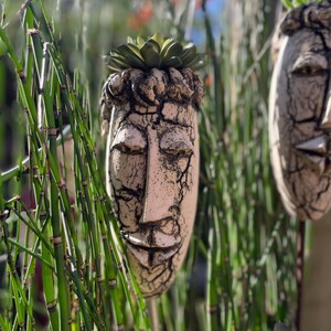 Succulent pot ceramic handmade | plantable head garden plug | frostproof | Plant pot for garden & balcony