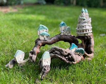 City in the trees made of ceramic - decoration - garden decoration - ceramic decoration - spring - garden - handmade