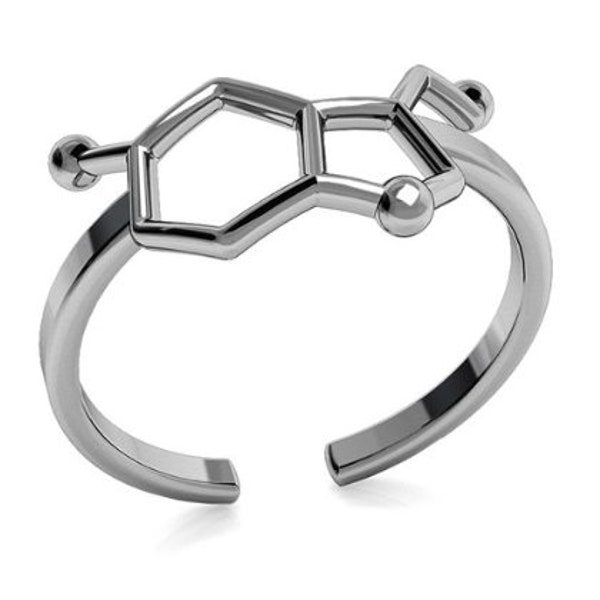 Pierścionek SEROTONINA, wzór chemiczny, srebro 925, serotonin ring