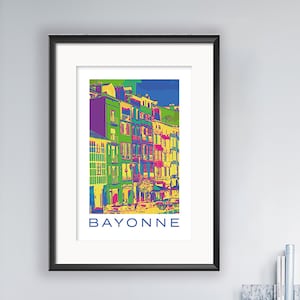 Pop Art Poster &quot;Bayonne&quot; | Vintage Poster, France Poster, Colorful Abstract Poster, Travel Poster, Art Print, Poster Art, Print Design, Design