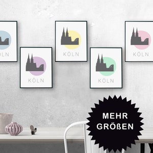 Poster KÖLN Pastellfarben | Minimalistisches Design, Kölner Dom, Heimatliebe NRW