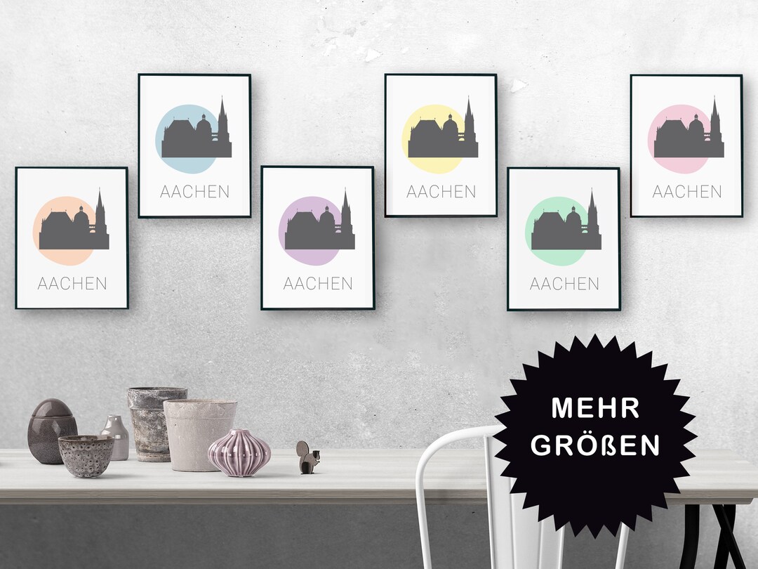 Poster AACHEN Pastel Colors Minimalistic, Abstract, City Poster, Aachen ...