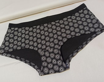 MoodySous Damen-Hipster Unterhose "Umbrella schwarz" Blümchen geblümt aus Jersey Größen 34-44