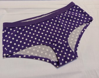 MoodySous Bio-Damen-Hipster Unterhose basic "Dots violett" Punkte gepunktet lila Biojersey Größen 34-44