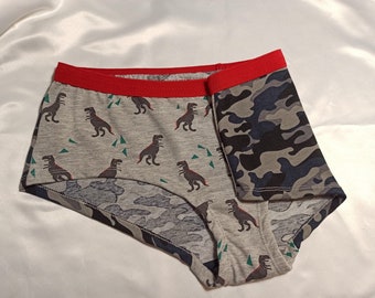 Damen-Hipster Unterhose für Frauen mit Dinosaurier, T-Rex, "Camouflage Dino" MoodySous Slip Größen 34-44, Geschenk für sie
