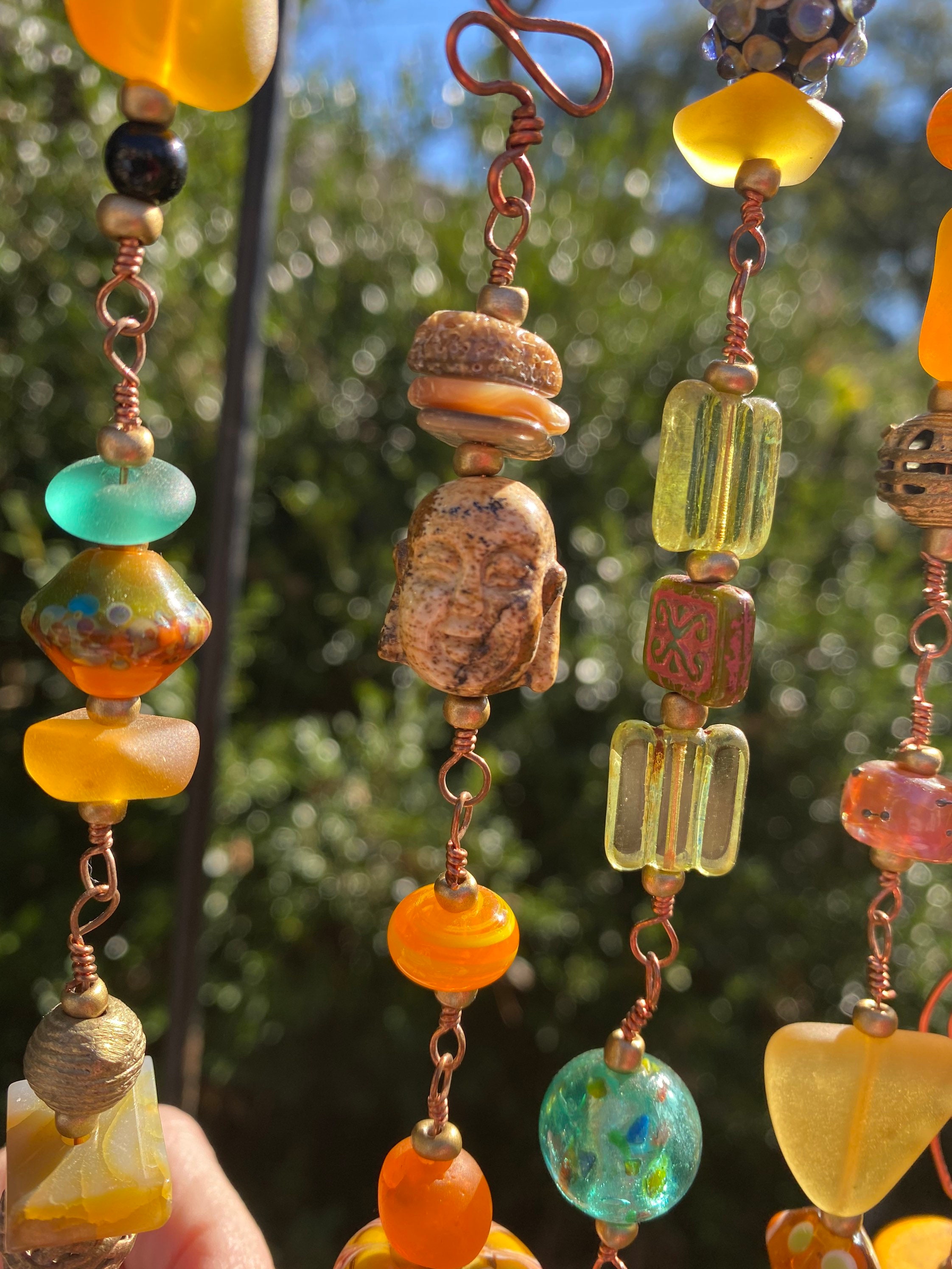 Glass Bead Suncatchers yellow/orange/red Etsy
