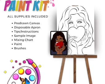 Galentine's Glow #1 | DIY Paint Party Kit | Acrylic Painting | Sip and Paint Girls Night | Pre-Sketched Canvas