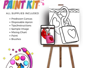 Locks of Love | DIY Paint Party Kit | Acrylic Painting | Sip and Paint Girls Night | Pre-Sketched Canvas