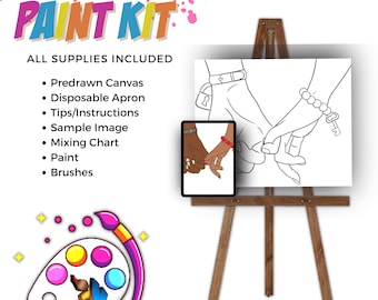 Locked In Love Paint Kit | DIY Paint Party Kit | Acrylic Painting | Sip and Paint Couples | Pre-Sketched Canvas