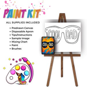 Cool Dads Shades | DIY Paint Party Kit | Acrylic Painting | Sip and Paint | Pre-Sketched Canvas
