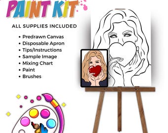Galentine's Glow #2 | DIY Paint Party Kit | Acrylic Painting | Sip and Paint Girls Night | Pre-Sketched Canvas