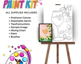 Wine Vineyard | DIY Paint Party Kit | Acrylic Painting | Sip and Paint Girls Night | Pre-Sketched Canvas