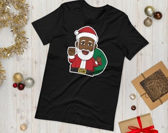 Camiseta negra y orgullosa de Santa / Camisa negra de Santa Claus / Santa Claus negro / Navidad negra / Camisa de Navidad / Camisa de Santa / Regalo de Navidad