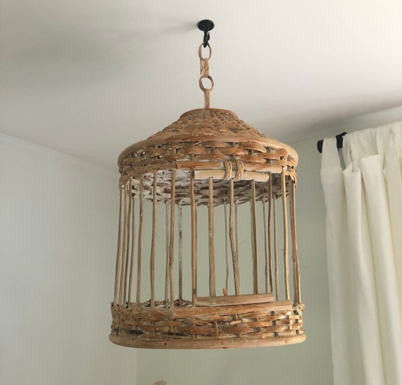 Ships Free Rattan Wicker Decorative Bird Cage Etsy