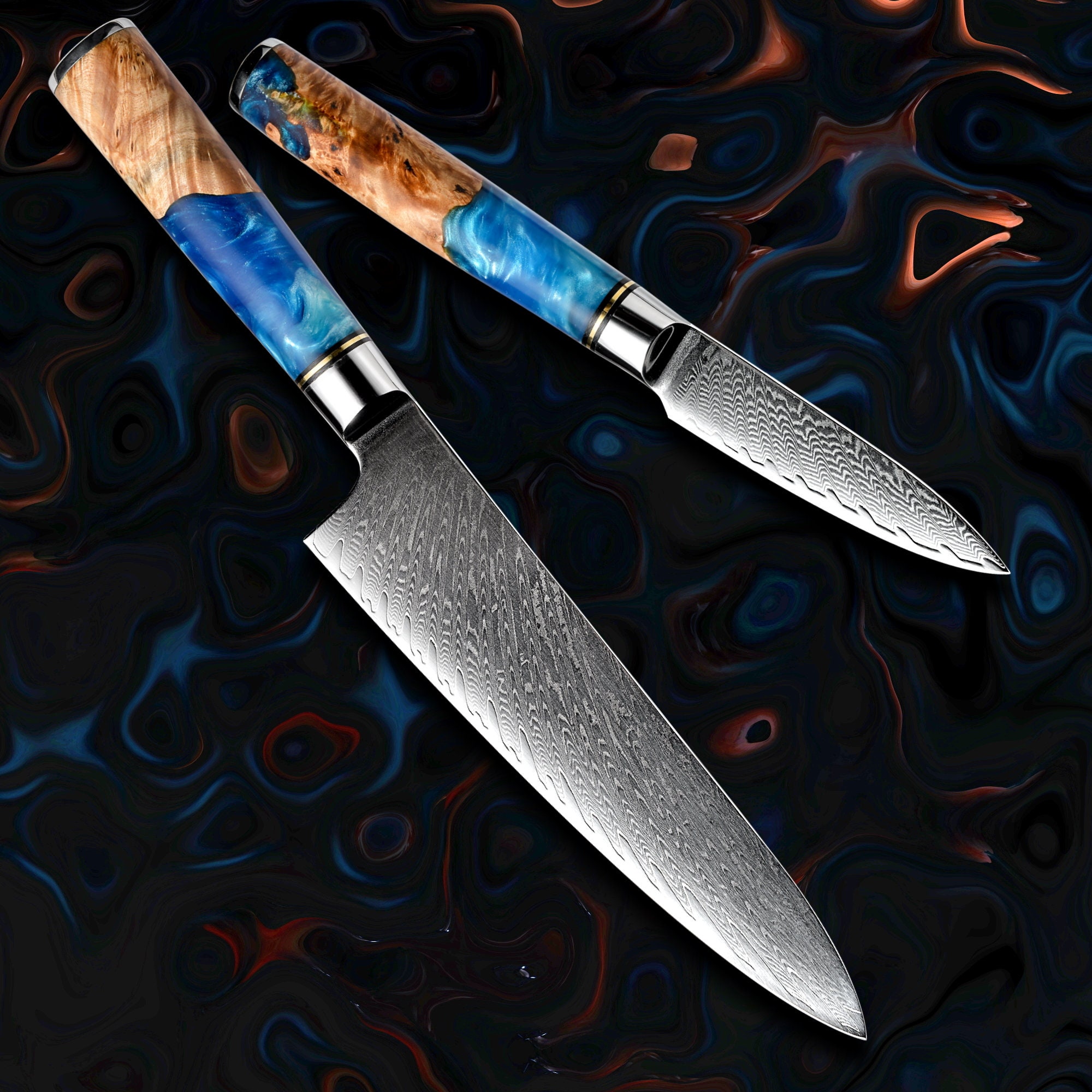 Damascus Chef Knife Set VG10 Gemstone Composite Handles Unique Chef Knife  Pinecone Kitchen Knife, Best Chef Gift, Handmade Knife Canada 