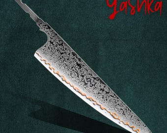 Coltello da chef a lama grezza, coltello da cucina, coltello da cucina in acciaio billet cu mai, coltello personalizzato fai da te