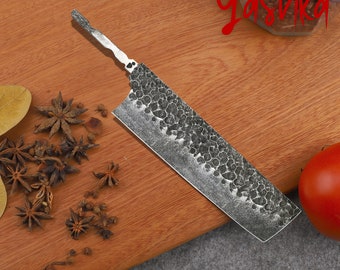 Chef Knife Blank Japanese Nakiri Hammered Blade Vegetables Knife Making Billet