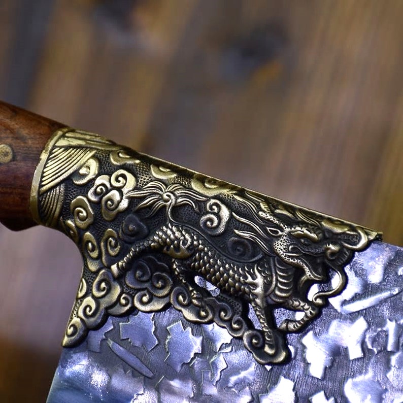Handmade Chinese Cleaver Chef Knife Dragon Style Home Tool Etsy