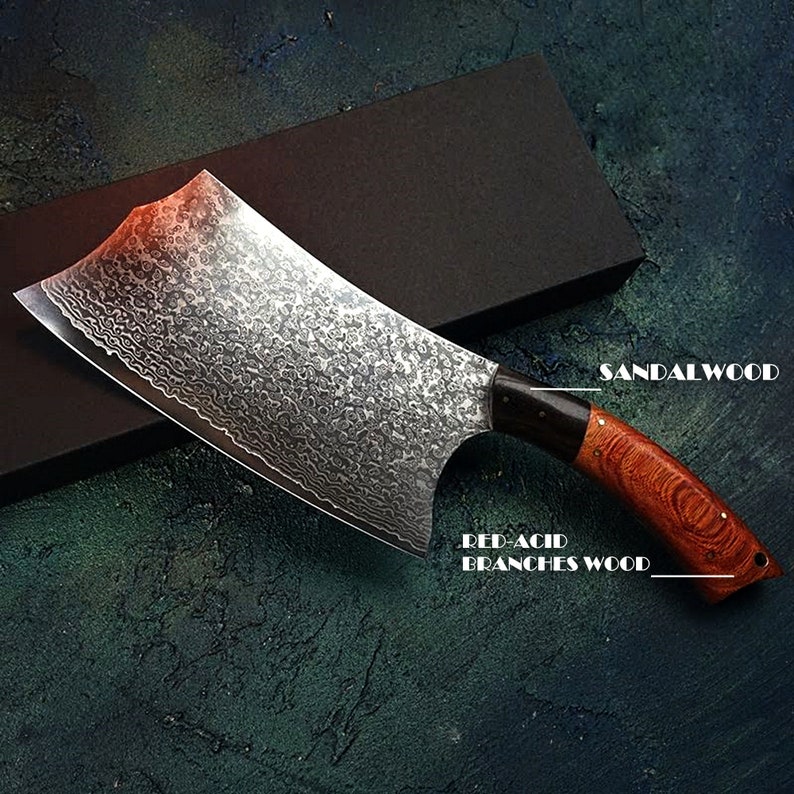 Chinese cleaver Hand Damascus Kitchen Knife Vegetables Etsy