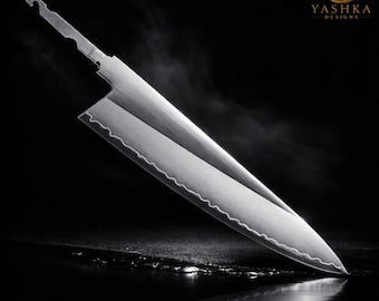 205mm Chef Knife Blade Blank: Powder Steel, Hidden Tang, DIY Custom Kitchen Knives