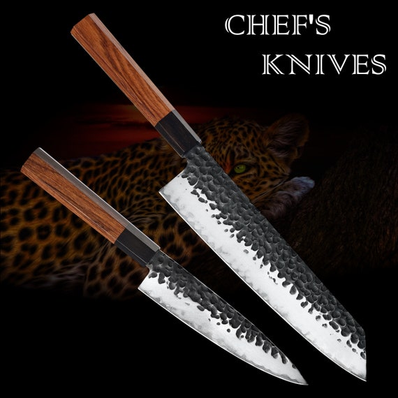 Handmade Chef Knife Set Japanese Kiritsuke Santoku Kitchen Knife San Mai  Steel