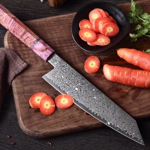 Chef Knife Japanese Kiritsuke Shape Blade 8" Laminated Steel Wood Handle Kitchen Knives Slicing Cooking Random Color Handle