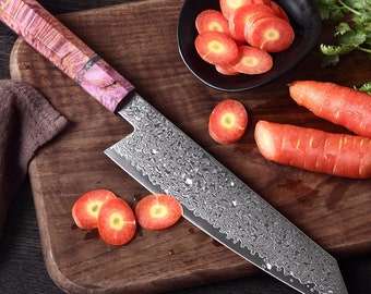 Chef Knife Japanese Kiritsuke Shape Blade 8&quot; Laminated Steel Wood Handle Kitchen Knives Slicing Cooking Random Color Handle