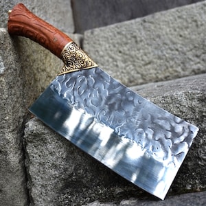 Traditional Chinese Cleaver Hand Forged Chef Knife Rosewood Handle