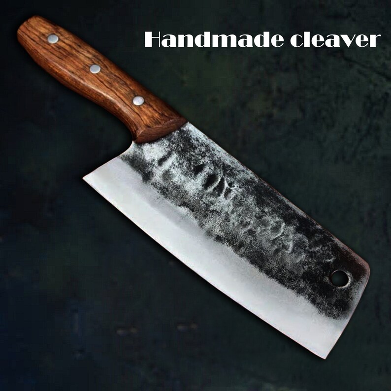 Handmade Chinese Cleaver Hand High Carbon Blade Wooden Etsy