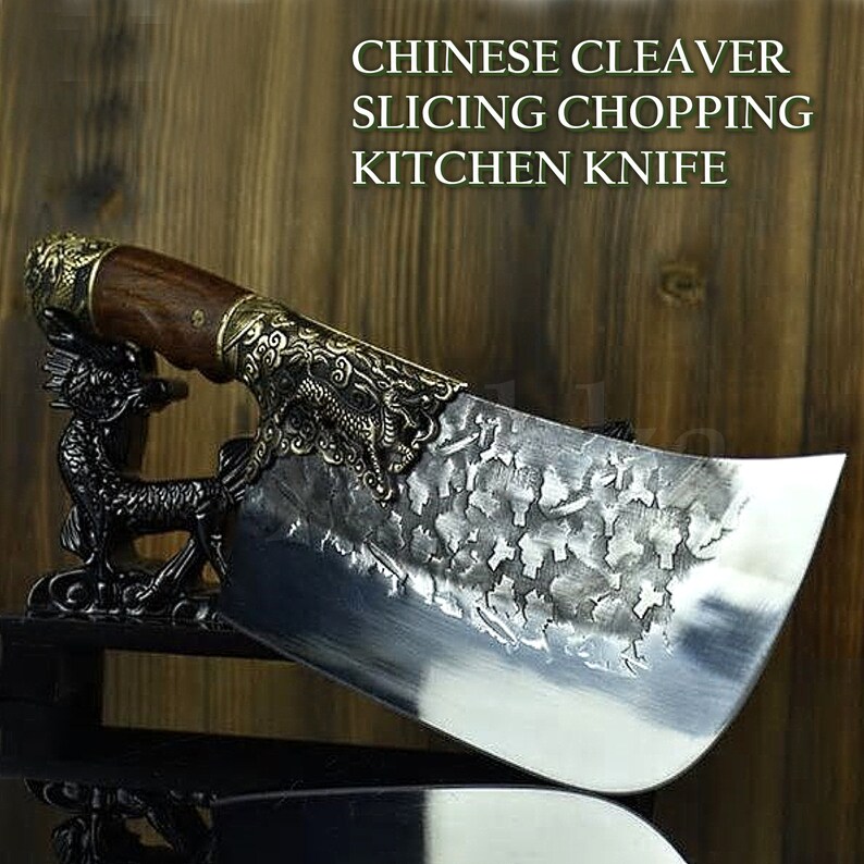 Handmade Chinese Cleaver Chef Knife Dragon Style Home Tool Etsy