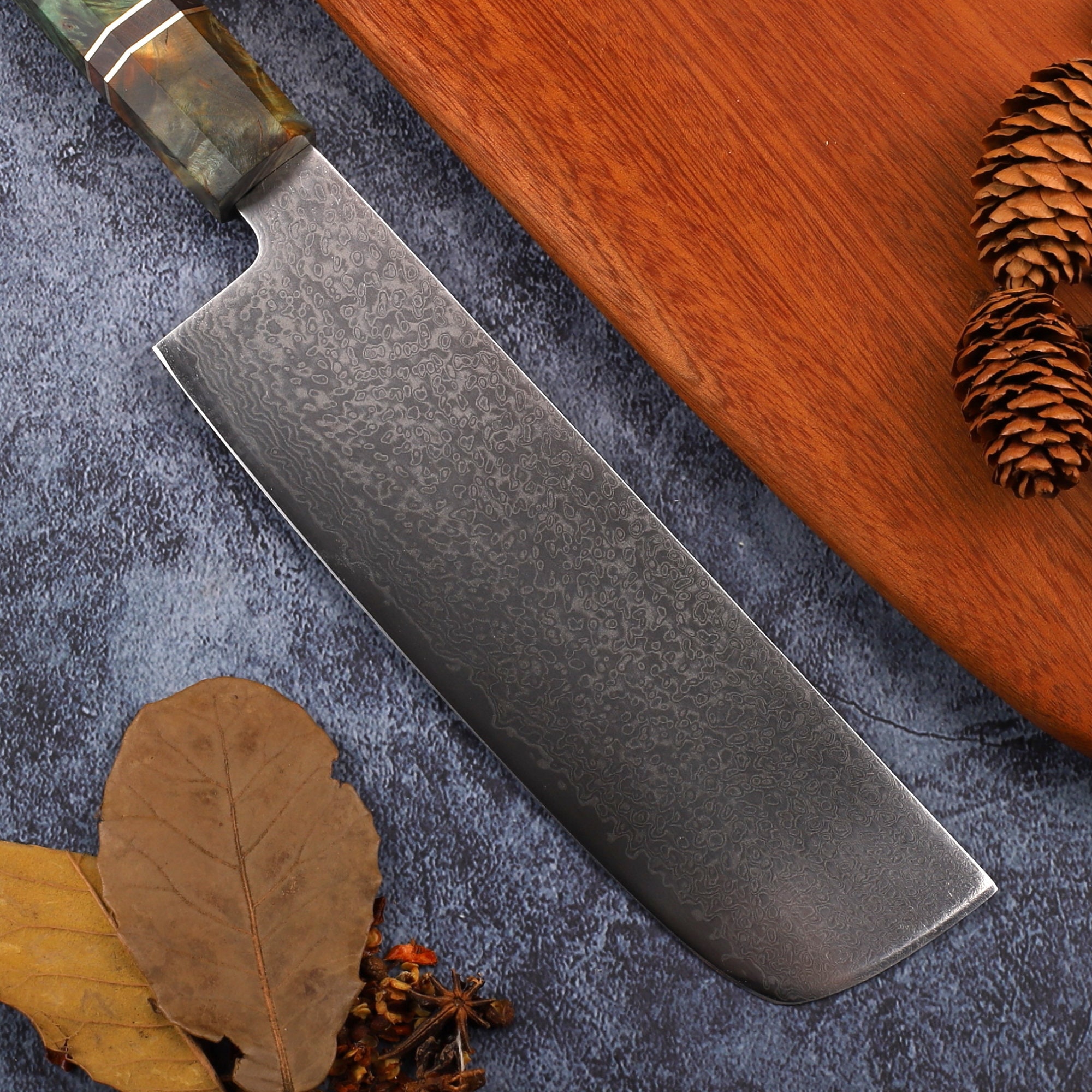 Chef Knife Clad Steel Cleaver Japanese Nakiri Blade shape Vegetables Kitchen Knife Home Cooking Tool Chef Knife Clad Steel Cleaver Japanese Nakiri Blade shape Vegetables Kitchen Knife Home Cooking Tool