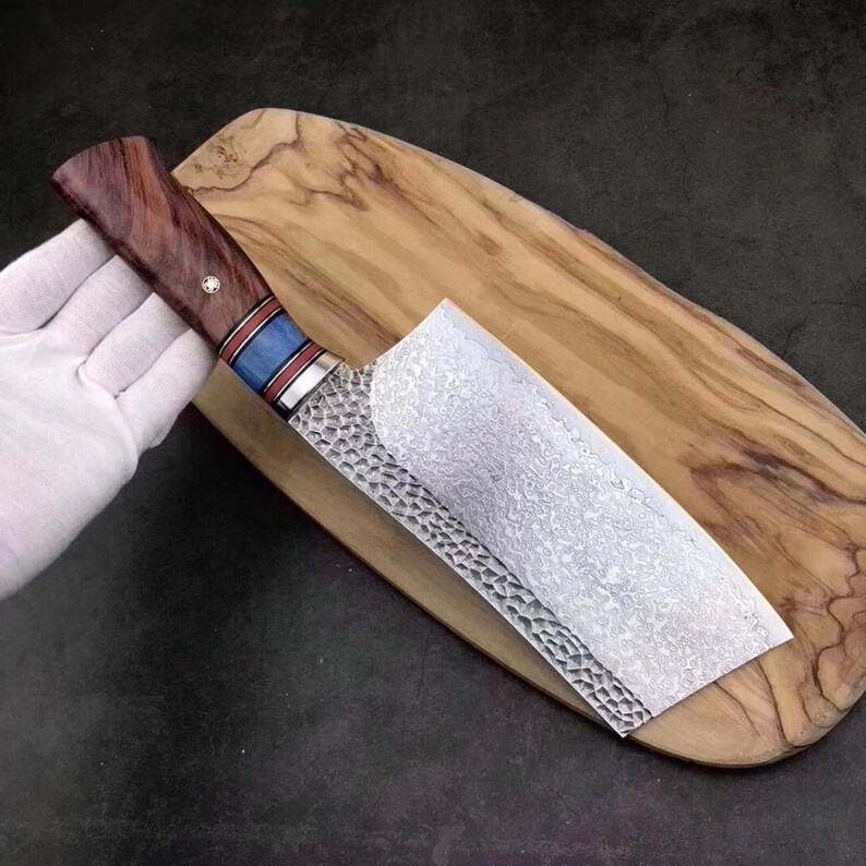 Hand Chinese Cleaver VG10 Damascus Steel Chef Kitchen Etsy