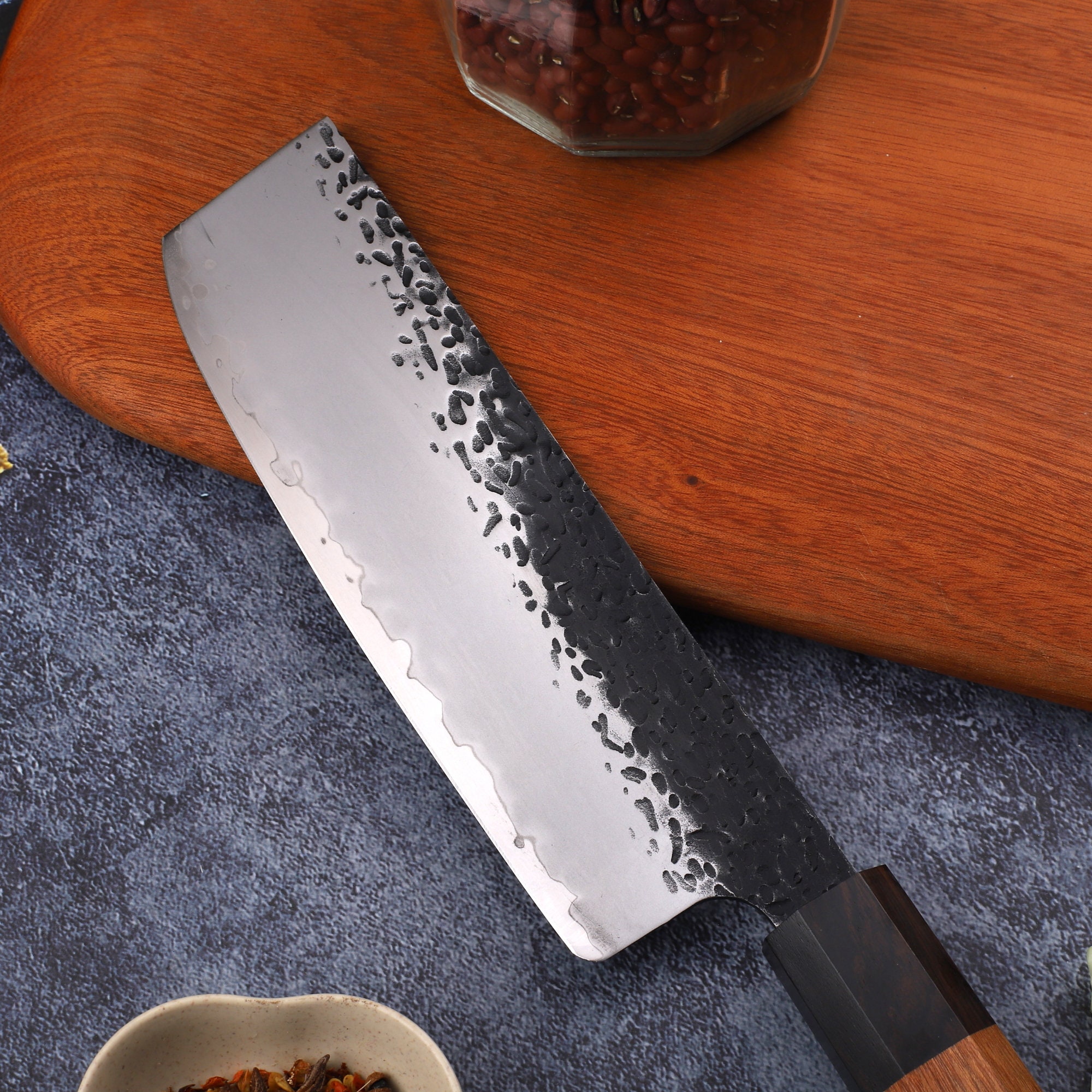 Hand Forged Nakiri Knife 160 Mm Blade Clad Steel Vegetables Tools Cleaver Kitchen  Knives 