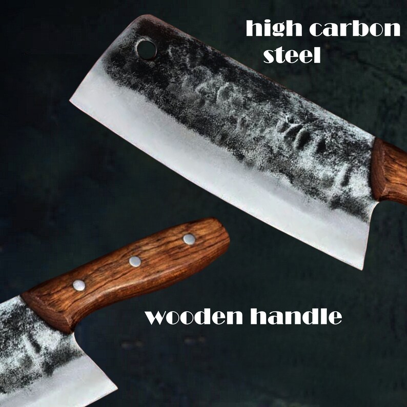 Handmade Chinese Cleaver Hand High Carbon Blade Wooden Etsy