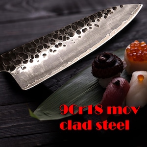 Hand Forged Chef Knife 3-layer Clad Steel Butcher Tools Kitchen Knives wood handle