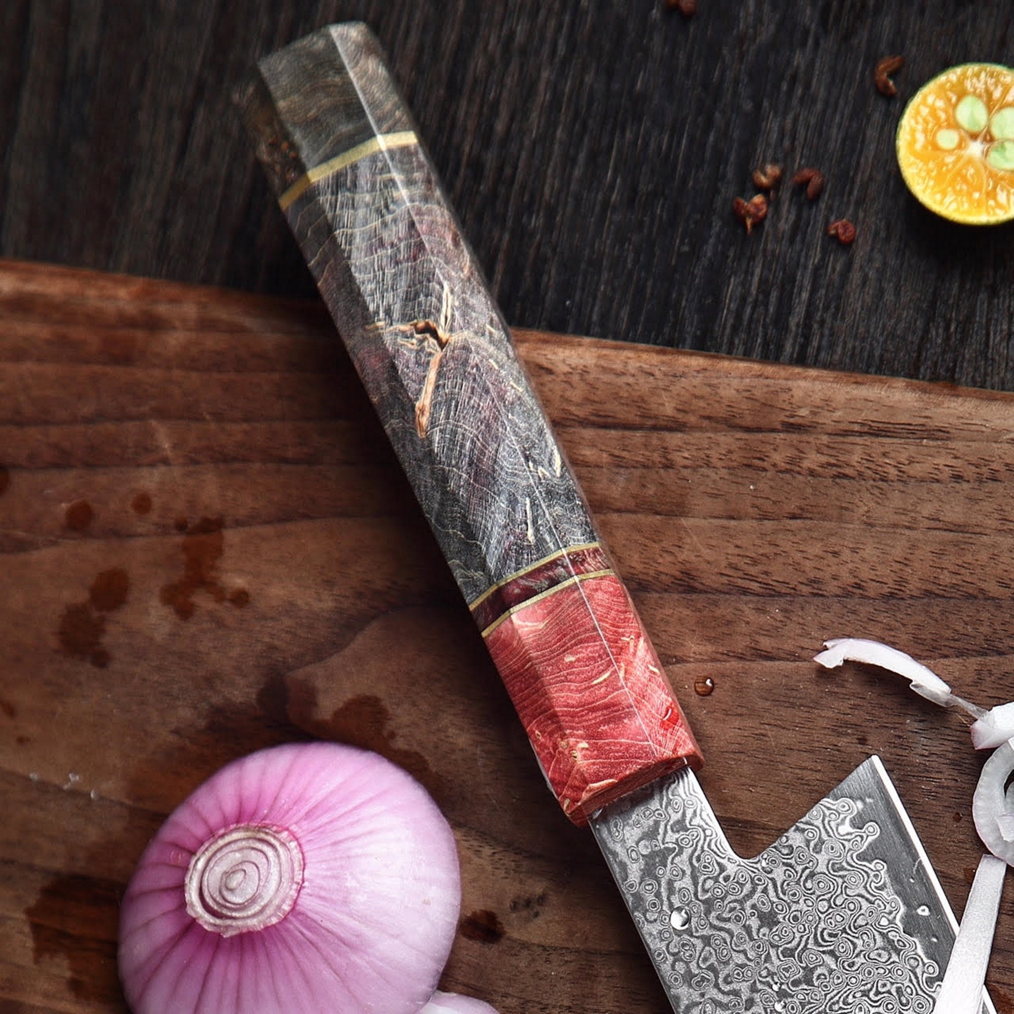 Chef Knife Japanese Kiritsuke Shape Blade 8 Laminated Steel Wood Handle Kitchen  Knives Slicing Cooking 