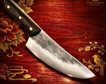 Cuchillo de chef artesanal de 170 mm – Cuchillo multiusos para cocina, barbacoa y uso general / Hoja de espiga completa extremadamente afilada