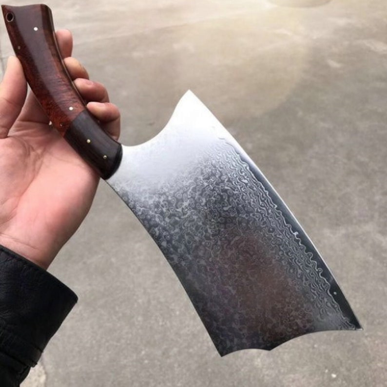 Chinese cleaver Hand Damascus Kitchen Knife Vegetables Etsy