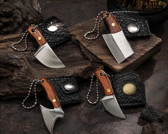 4 Mini Knife Keychain Set with Sheaths EDC Pocket Knives Gift for Him Style Utility Tools Everyday Carry Parcel  Letter Opener