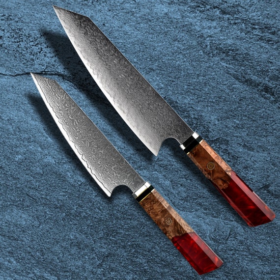 Chef Knife Set Professional Kitchen Knives Stainless Steel Cooking Tools  Stabilized Wood Handle 